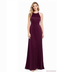 🔥♥️ NWOT Jones New York Burgundy Halter Satin Gown Dress Size 8 - HOT 🔥♥️
